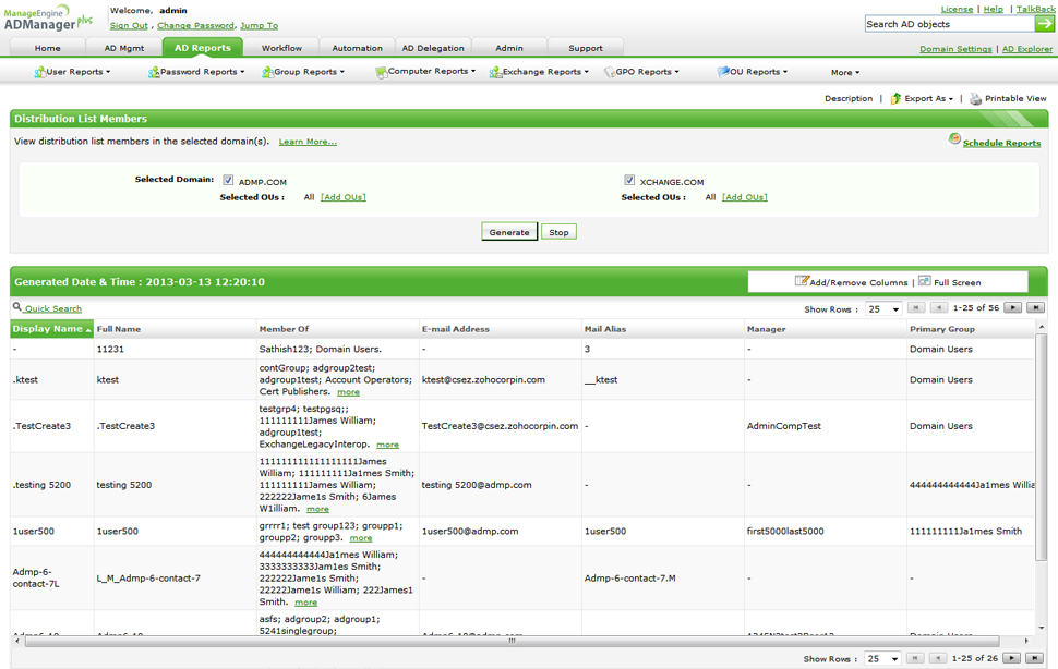 Exchange Distribution List Members Report